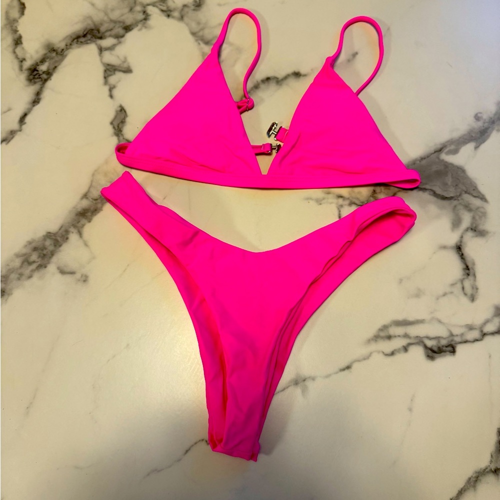 Hot pink high cut bikini
